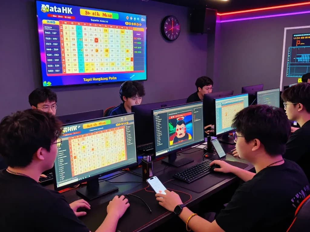 Dynamic gaming scene showcasing Data HK live draw excitement with players engaged in Togel Hongkong Pools.