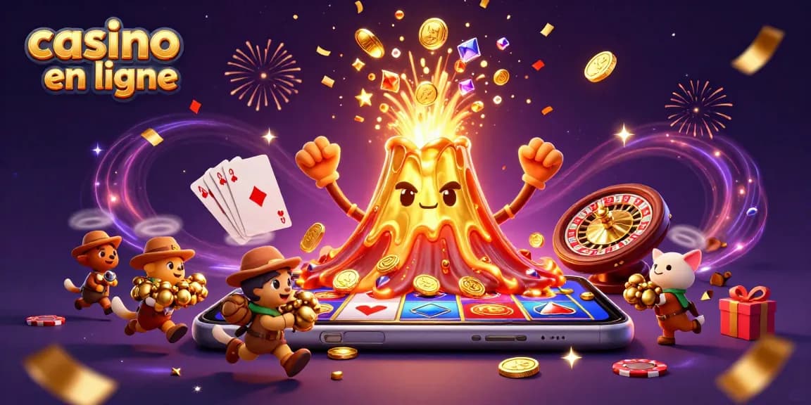 Jouez à des jeux captivants de casino en ligne parmi des trésors avec un volcan or et des animaux explorateurs.