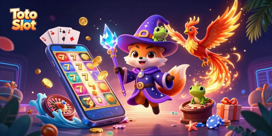 Permainan Toto Slot menarik dengan karakter kartun 3D menarik dan efek kasino ceria.