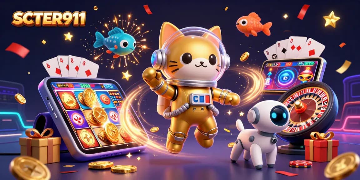 Engage with SCATTER911's thrilling casino experience featuring vibrant 3D characters and dynamic game elements.
