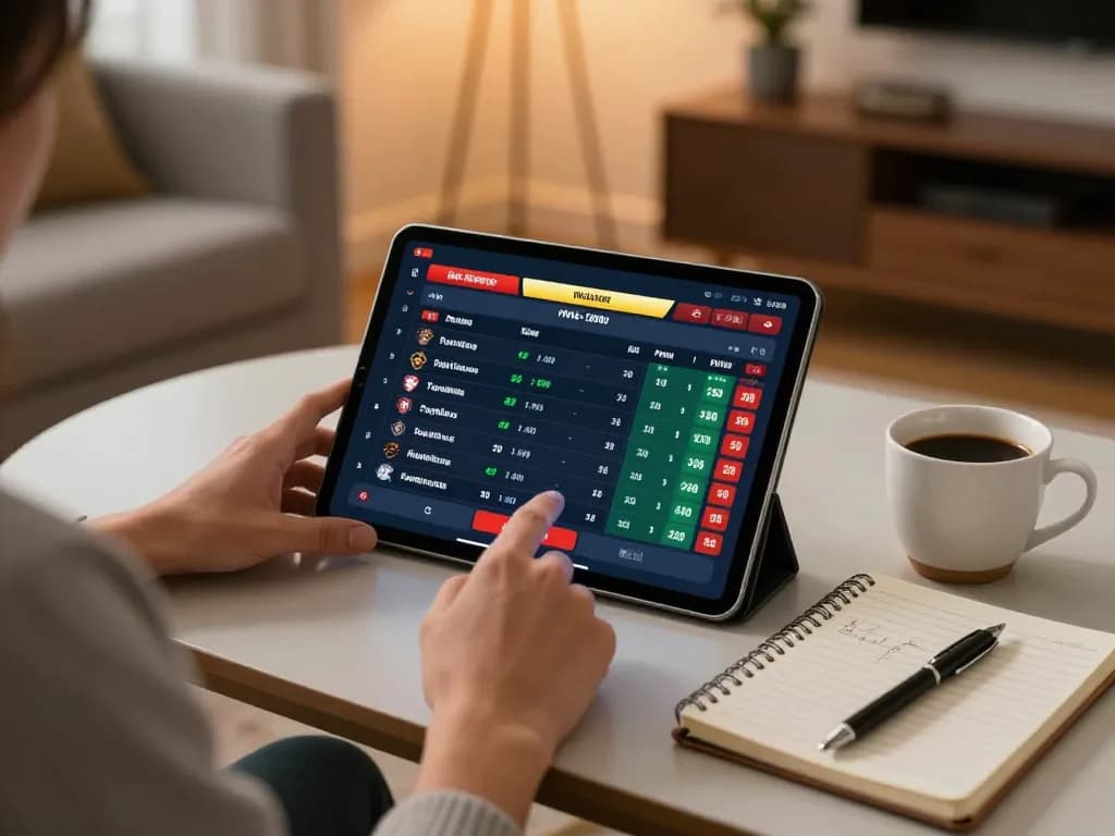 Engaging in live sports betting with DH88 on a tablet, demonstrating strategic gameplay.