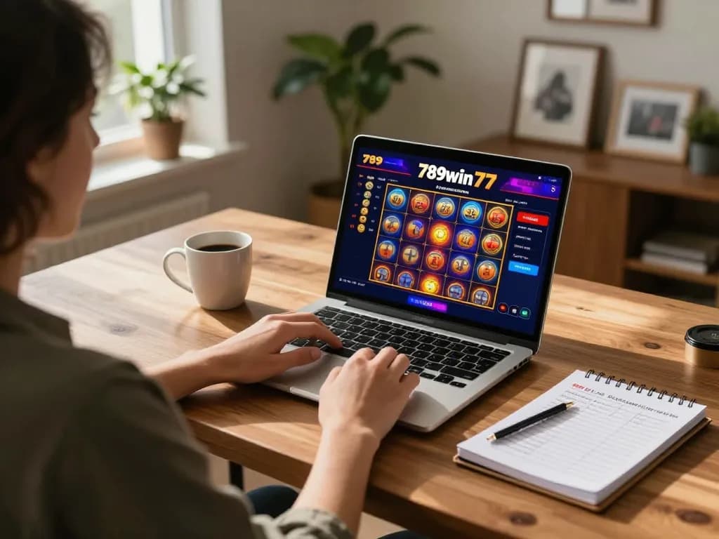 Engaged player strategizing on 789win77 while enjoying comfortable online gaming at home