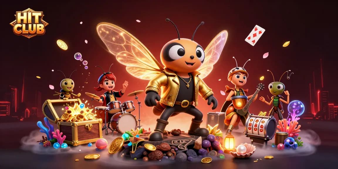 Experience HIT CLUB’s vibrant gaming environment with dynamic characters and engaging scenes filled with treasure and excitement.