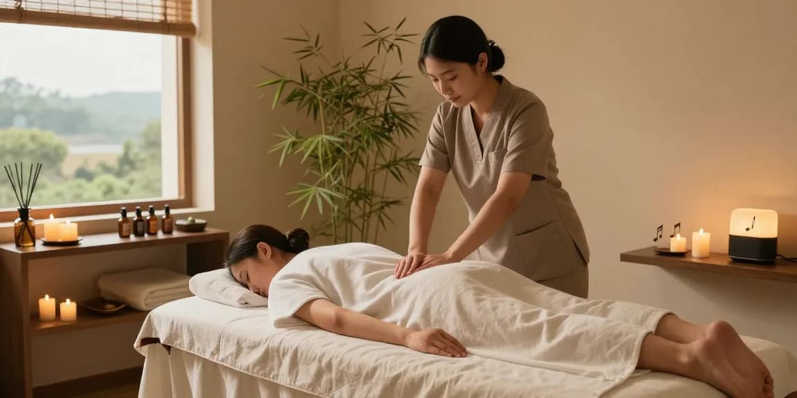 둔산동마사지 전문 마사지샵에서의 편안한 마사지 장면