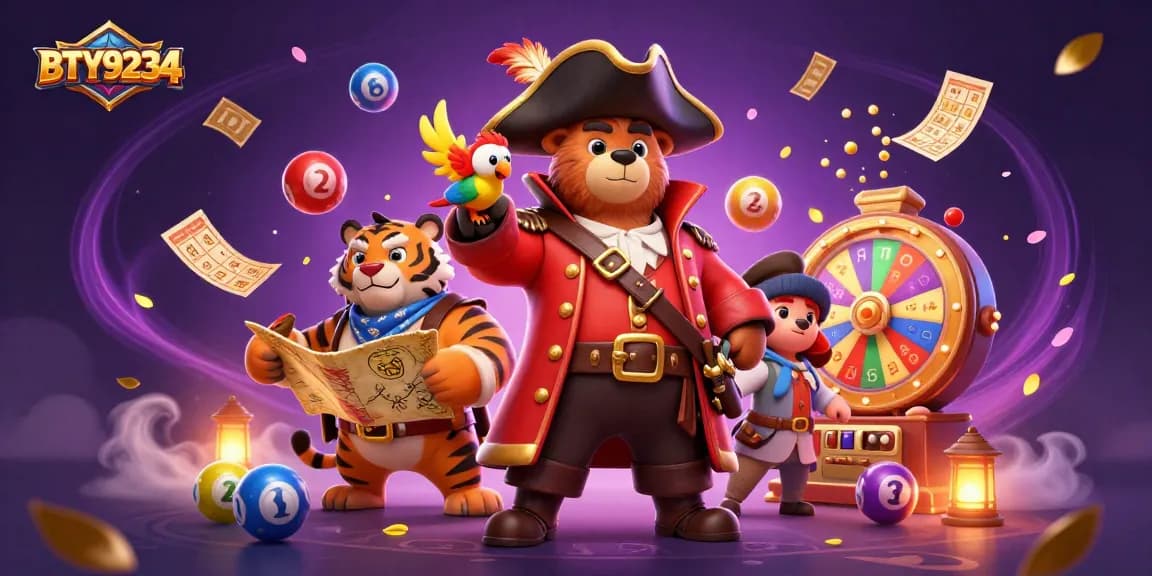 Engage with BTY9234's vibrant lottery adventure featuring a pirate bear and dynamic elements.