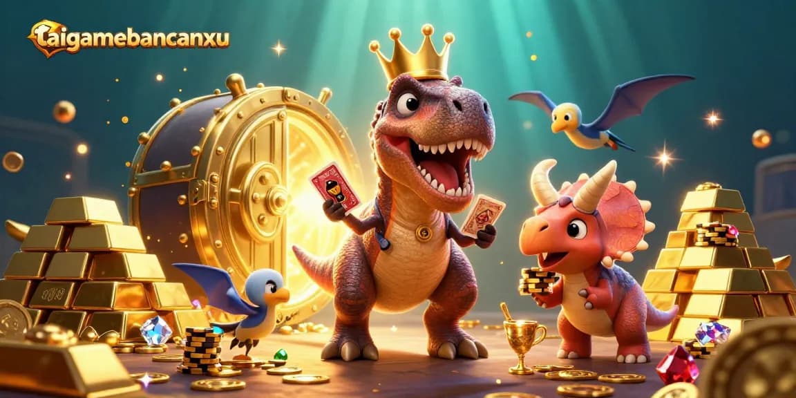 Join the excitement of taigamebancaanxu as characters shuffle and stack casino treasures.