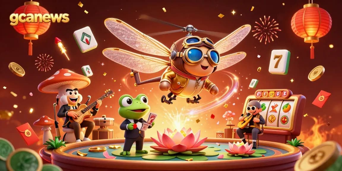 Engage in thrilling games at gcanews as the dragonfly pilot oversees a vibrant casino scene filled with rich details.