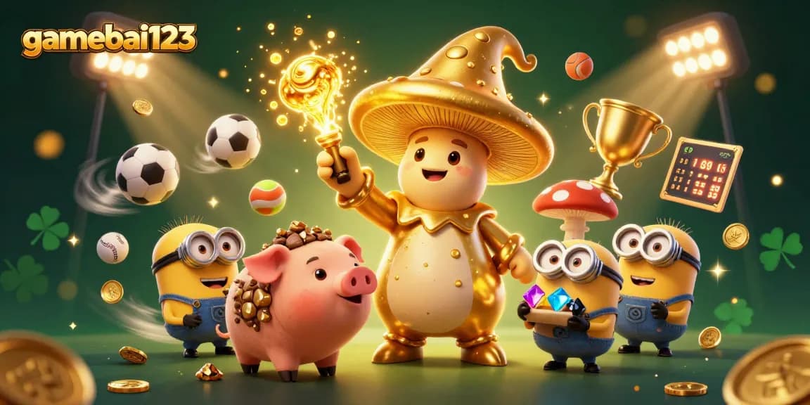 Experience the magic with gamebai123 as the golden mushroom wizard conjures instant wins.
