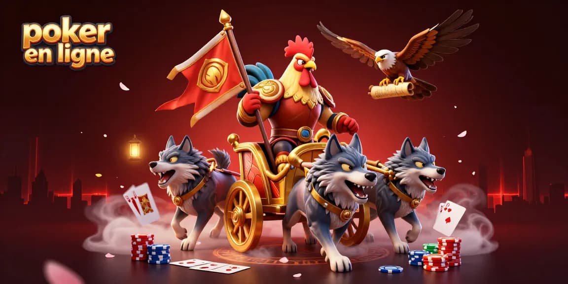 Jouez au poker en ligne avec des tables, des jetons, et une ambiance festive.