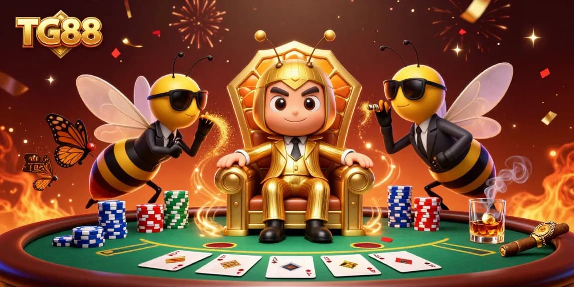 Experience the thrilling atmosphere of TG88 with exciting poker action and animated characters.