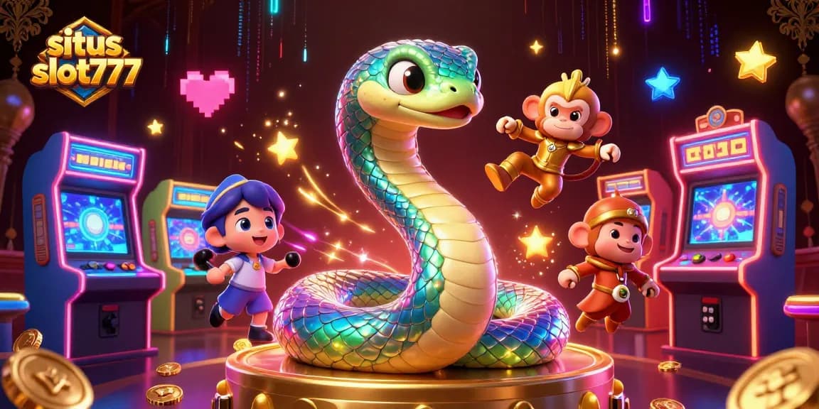 Menang di situs slot777 dengan simbol slot mengkilap dan karakter berwarna-warni yang menarik