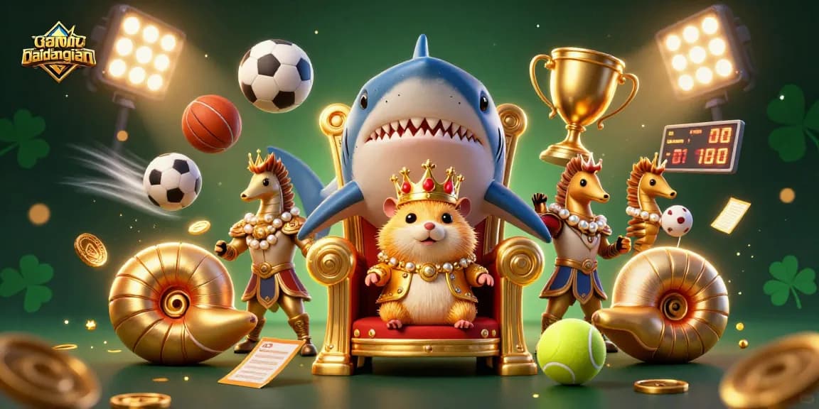 Experience exciting gameplay in gamebaidangian with a golden hamster king, sports elements, and dynamic visuals.