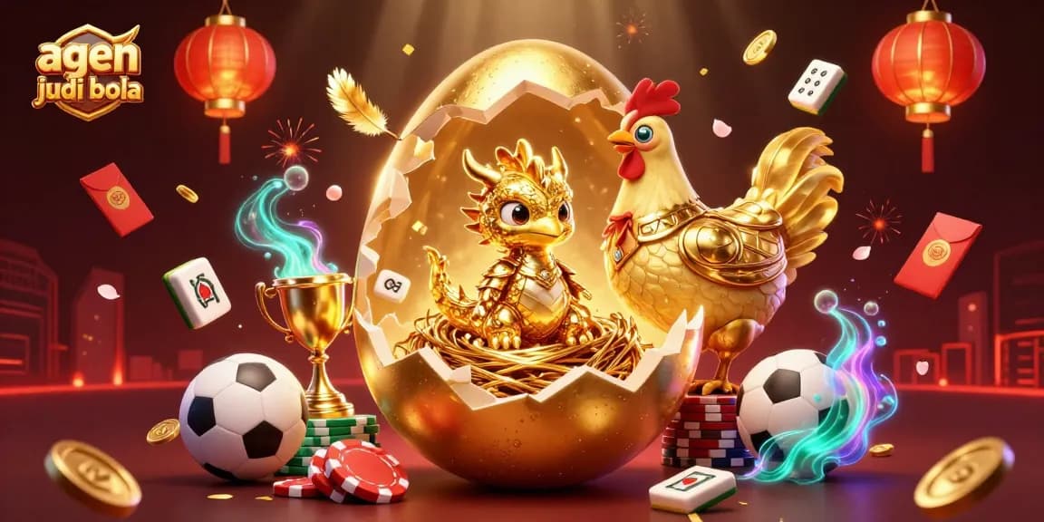 Engage in thrilling strategies with agen judi bola amidst vibrant casino elements and winning symbols.