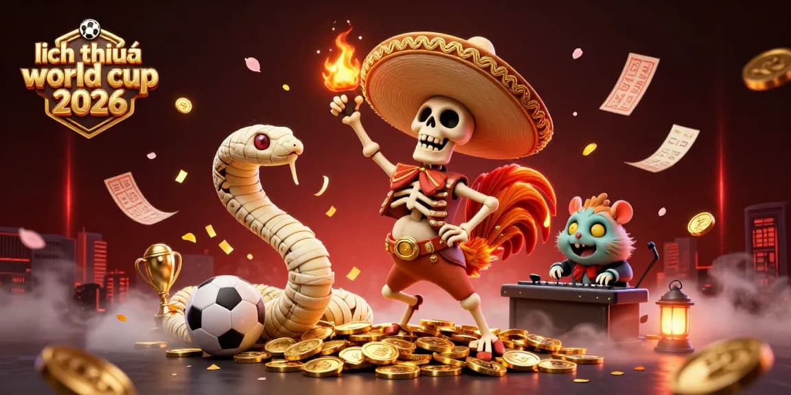 Engage with lịch thi đấu world cup 2026 in a vibrant illustration featuring sports elements and colorful characters.