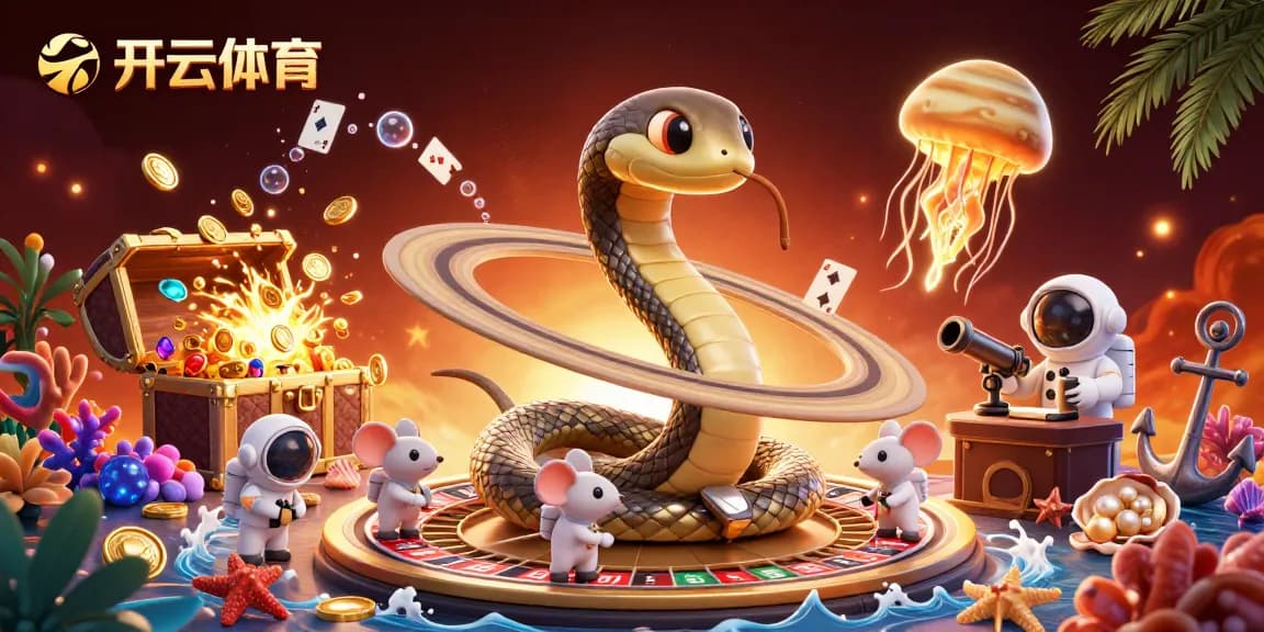 Experience the thrills of 开云体育 with a cosmic casino scene where cartoon characters bet on a roulette planet.