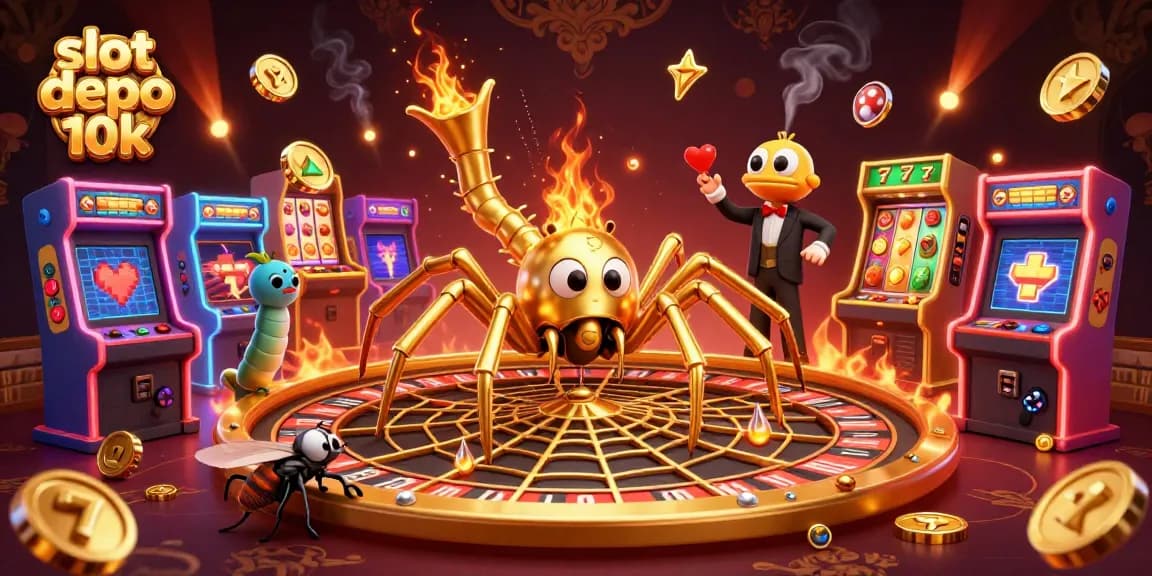 Spin to win at slot depo 10k with a nervous fly placing bets on a roulette wheel.