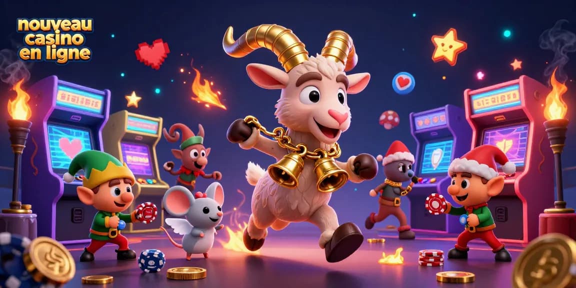 Découvrez un nouveau casino en ligne où le Krampus 3D et un petit ange mouse s'affrontent dans une scène festive et dynamique.