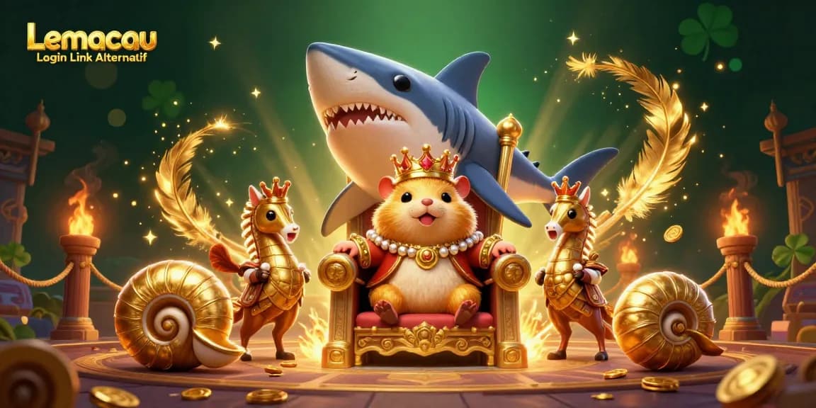 Experience big wins at Lemacau Login Link Alternatif with a dynamic casino-themed illustration.
