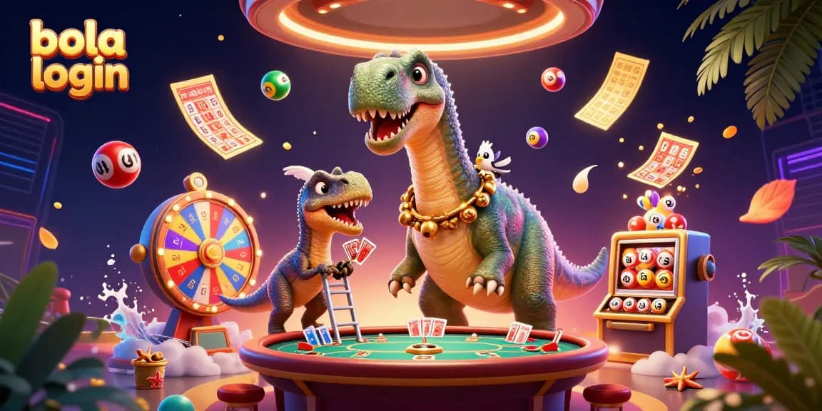Engage with the thrilling bola login scene filled with colorful lottery elements and dynamic casino action.