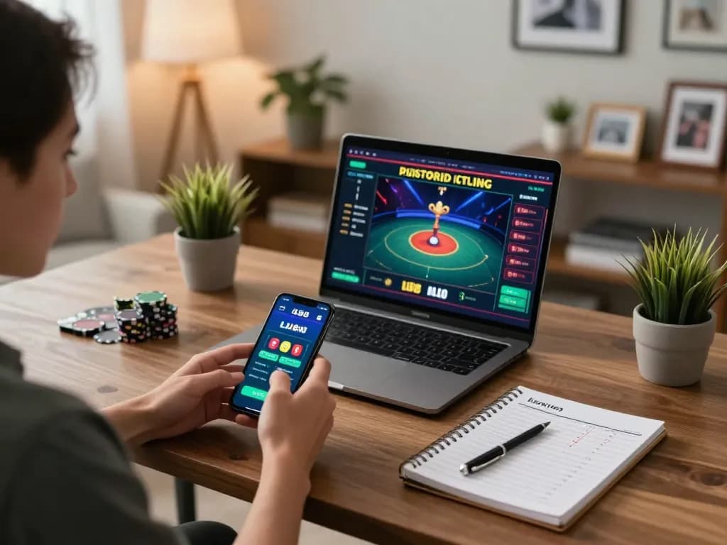 Engaging with the lu88 casino app on a smartphone during responsible online gambling.