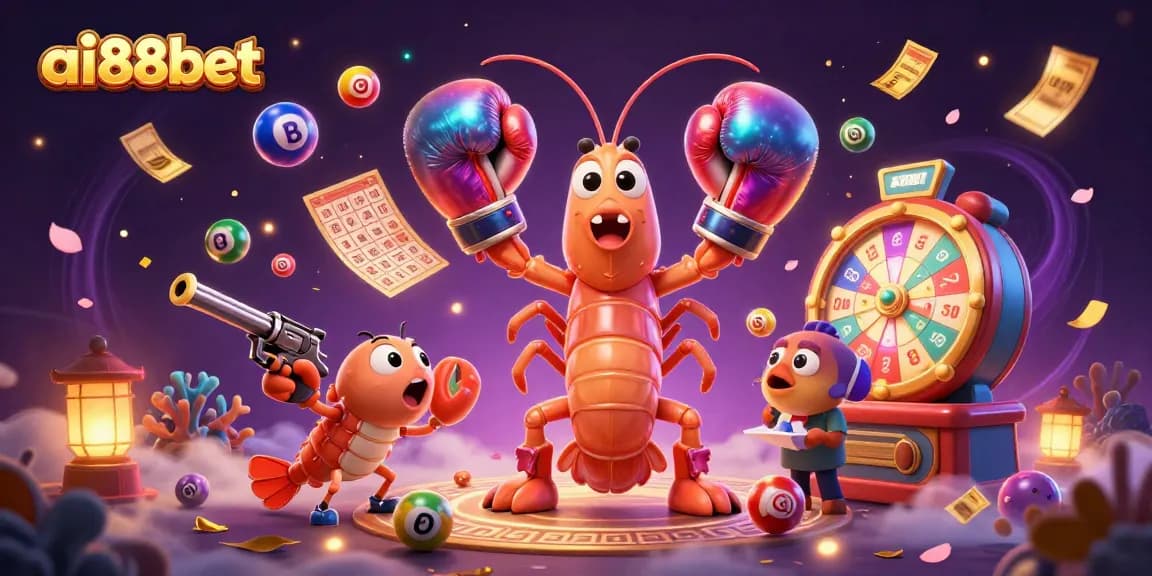 Engage in thrilling wins with ai88bet as colorful lottery elements swirl in a vibrant casino scene.
