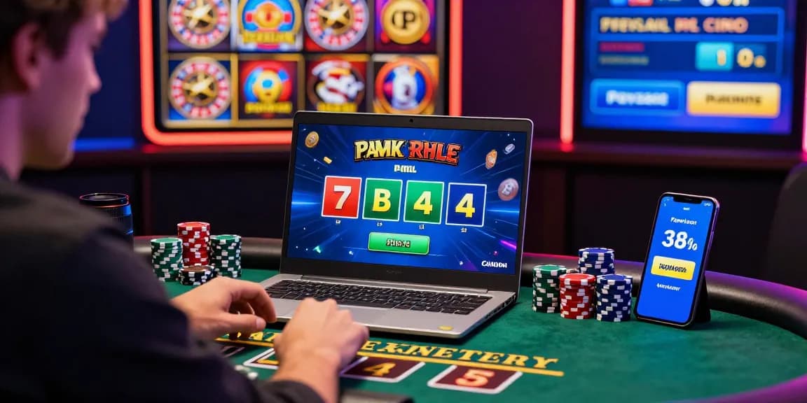 Spannende Paysafe Card Casino-Szene, die einen Spieler zeigt, der Online-Blackjack mit lebendigen Grafiken und virtuellen Chips genießt.