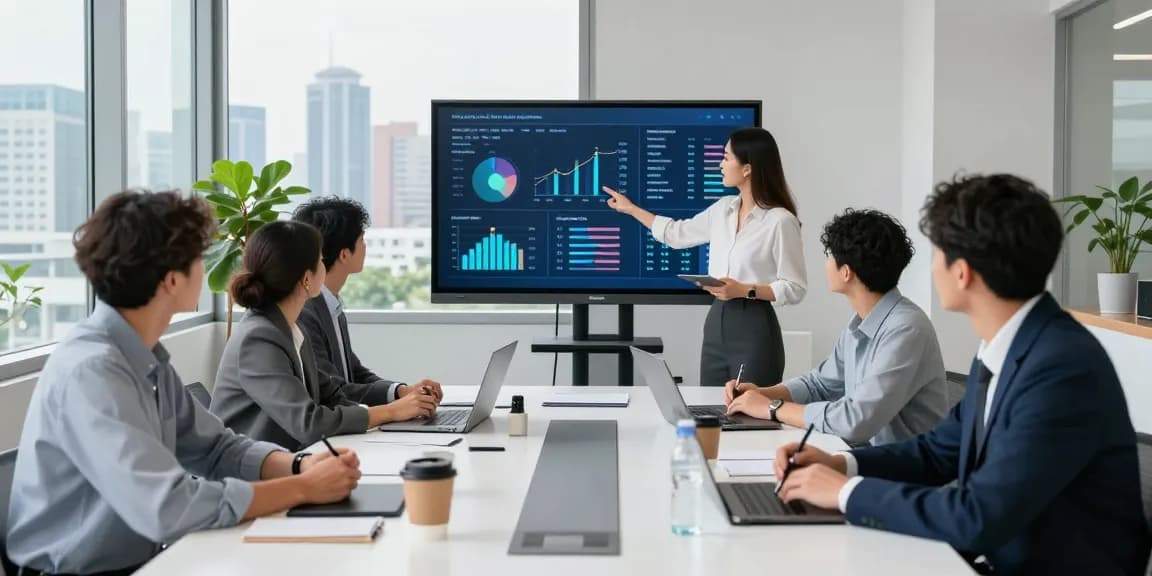 Team collaborating around a conference table discussing data insights from https://www.www456bd.com/ in a modern corporate environment.