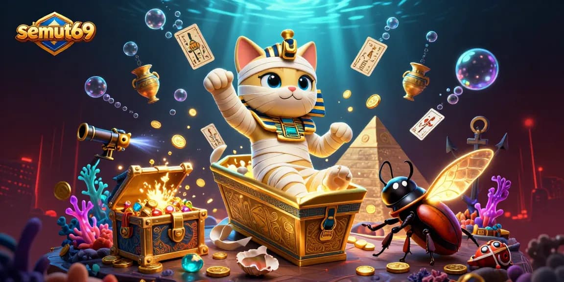 Menggandakan kesenangan bermain di semut69 dengan kasino bertema Mesir dan kucing mummy.