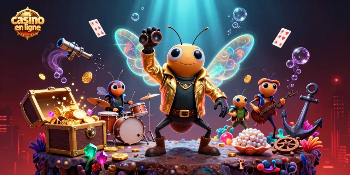 Jouer sur un casino en ligne en se divertissant avec des personnages colorés et des éléments de jeu captivants.