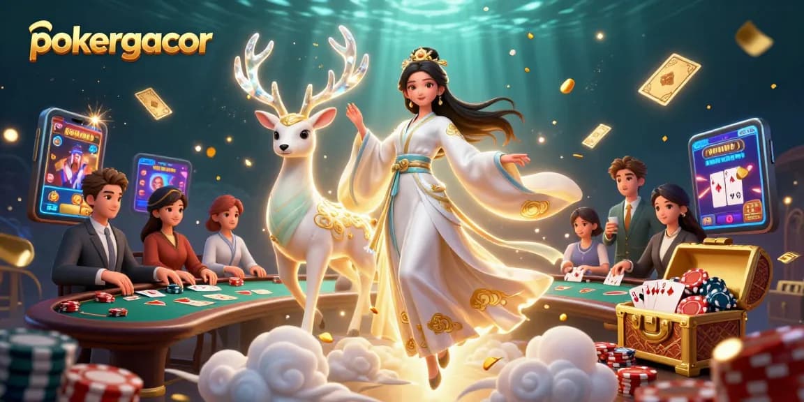 Engage in poker excitement with pokergacor, showcasing poker chips and a vibrant game atmosphere.