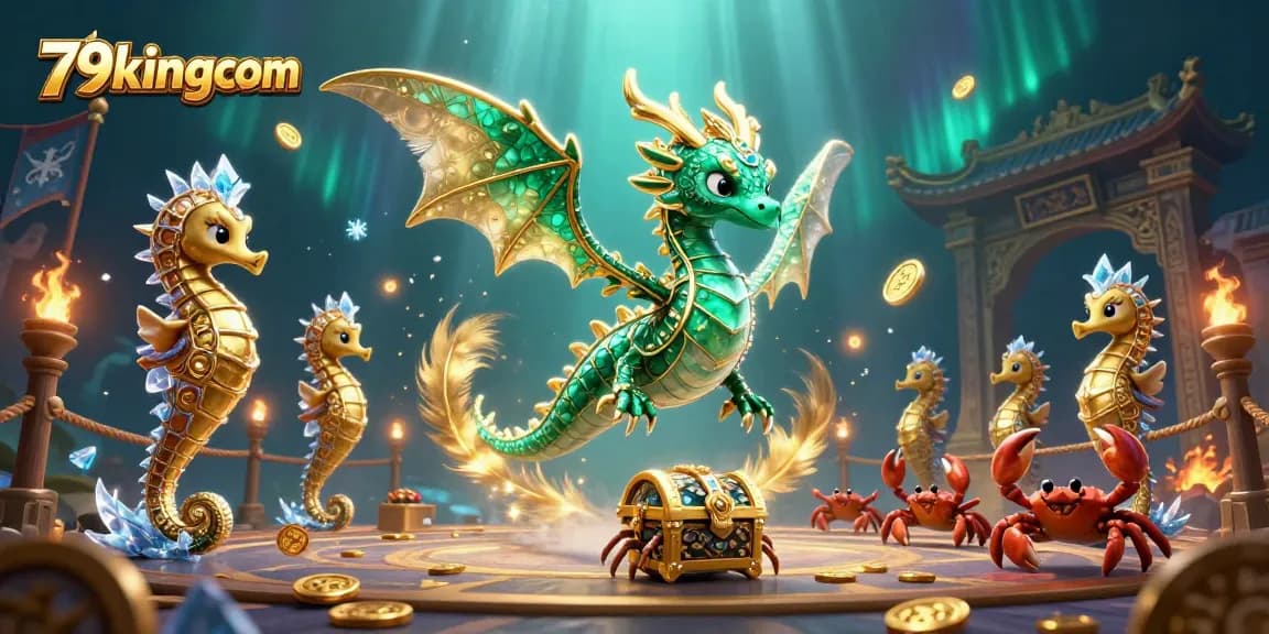 Engage with thrilling gameplay at 79kingcom in this vibrant 3D casino illustration.