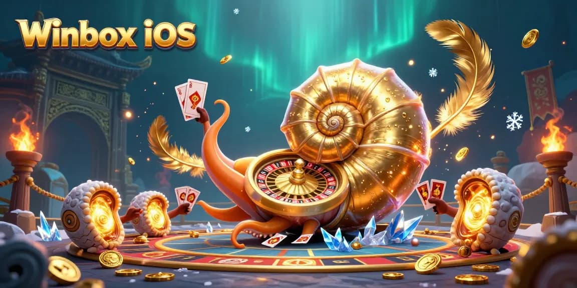 Winbox iOS app download featuring a giant nautilus as a roulette wheel, enhancing mobile gaming experience.