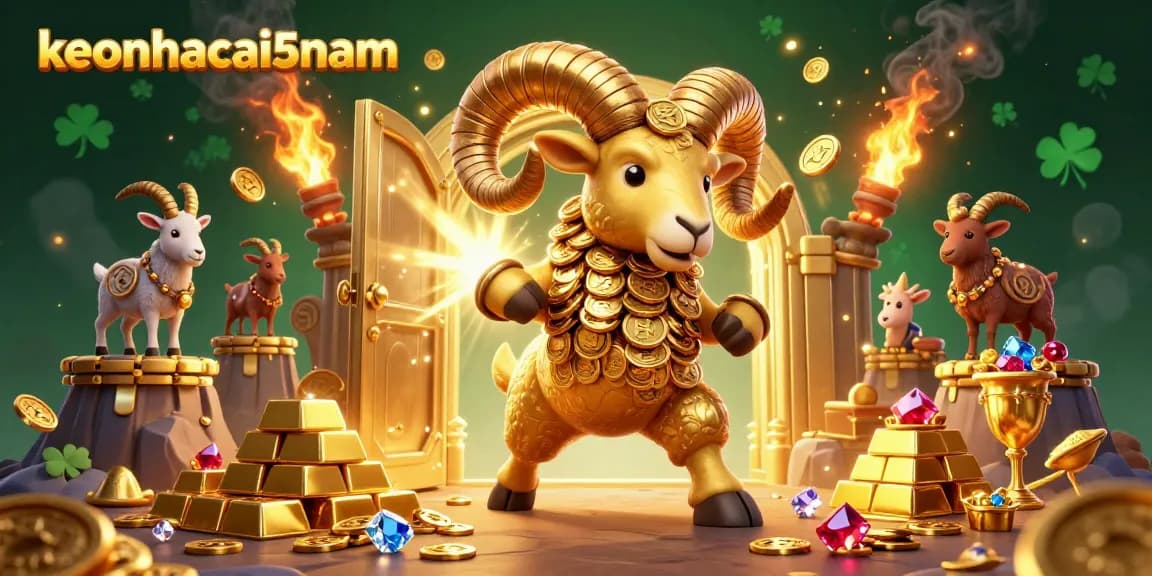 Engage with keonhacai5nam's thrilling gold treasure scene amidst vast gambling riches and excitement.