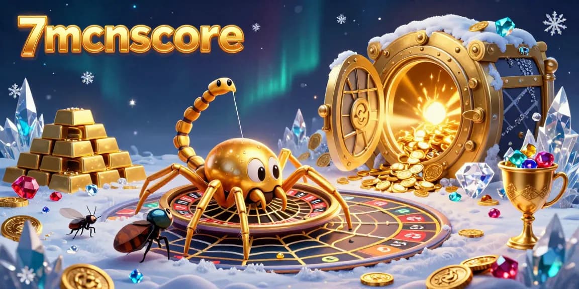 Engage in thrilling bets with 7mcnscore in a vibrant 3D illustration showcasing a spider-themed roulette setup.