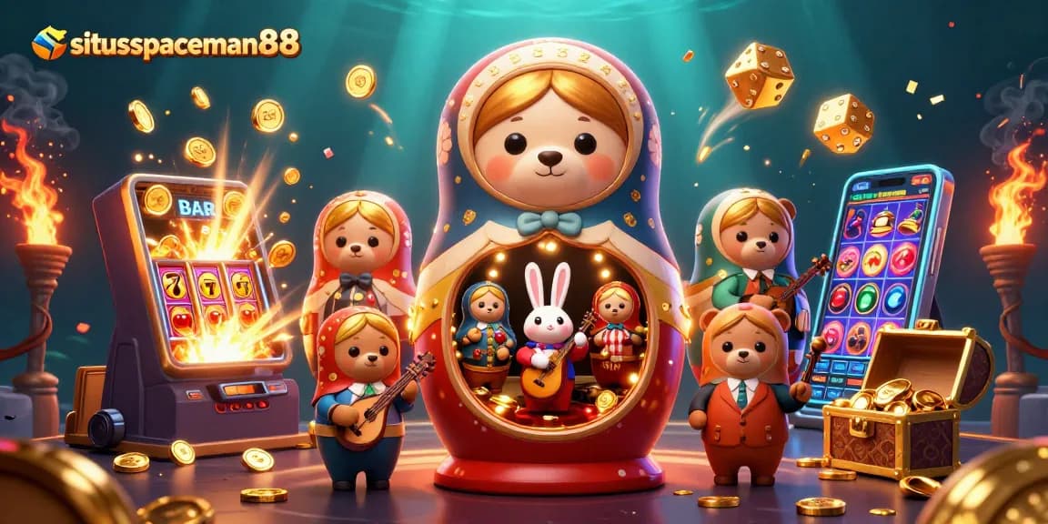Play exciting games at situs spaceman88 featuring vibrant slot machine action and colorful characters.