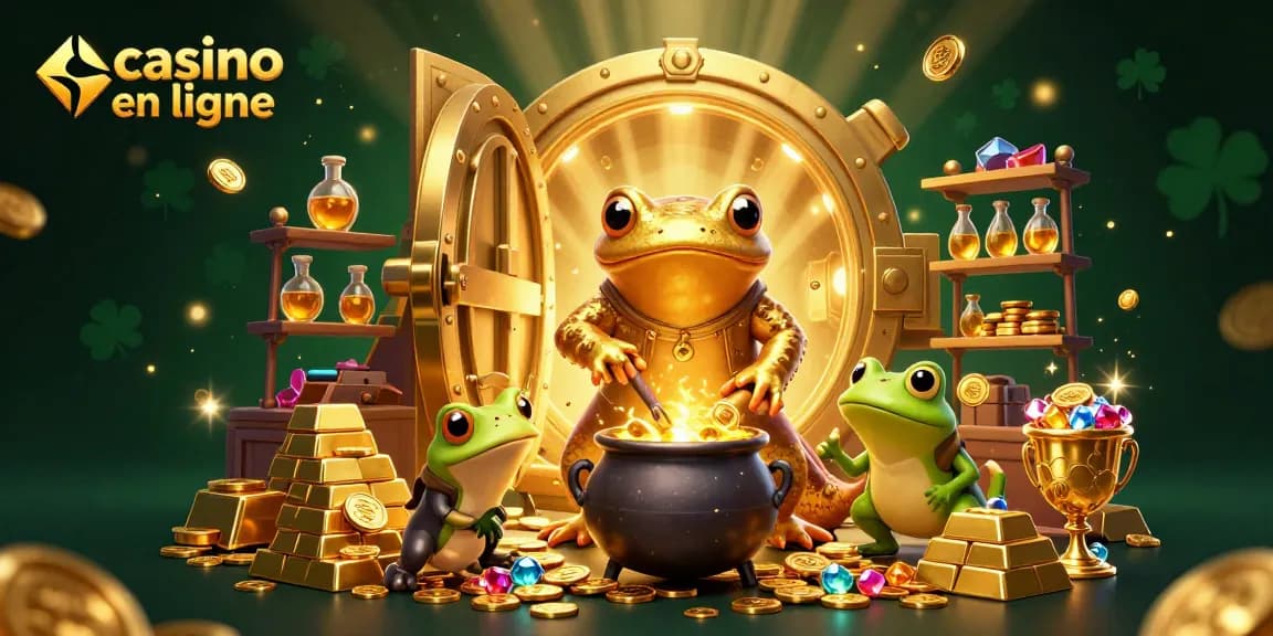 Jouez à casino en ligne avec un alchimiste et ses aides, transmutant des métaux en pièces d'or.