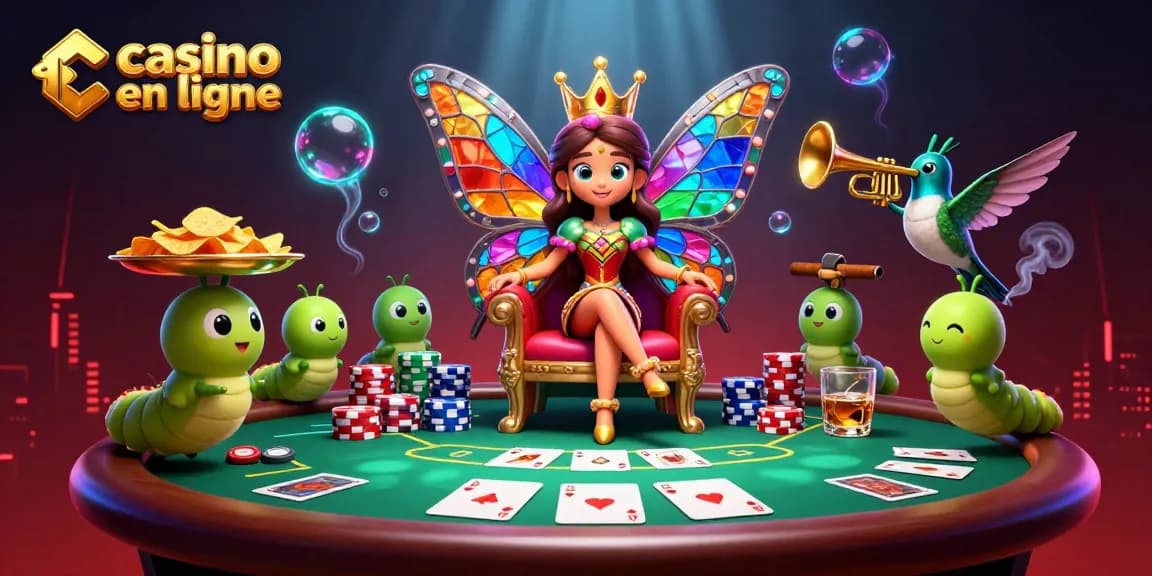 Accédez à un nouveau monde avec ce casino en ligne, où la reine des papillons s'assoit sur un trône de fleurs.