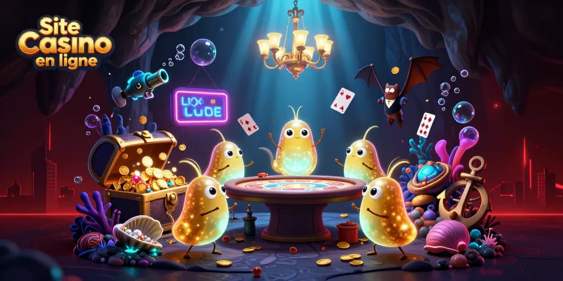 Profitez d'une expérience immersive sur un site casino en ligne coloré avec des lucioles éclairant une ambiance ludique.