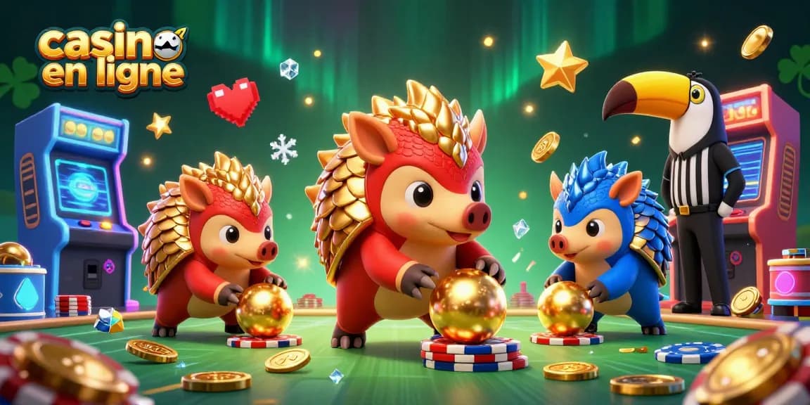 Visez des gains dans ce casino en ligne avec des pangolins en compétition et des éléments de jeu éclatants.