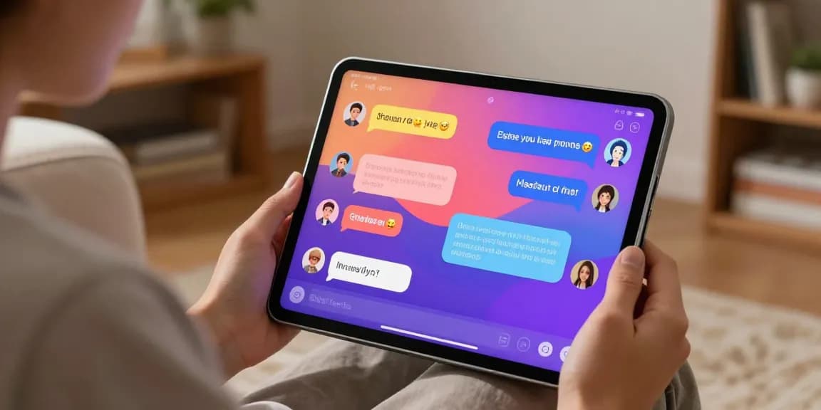Engaging character AI chat experience on tablet using crushonai in a cozy digital environment.