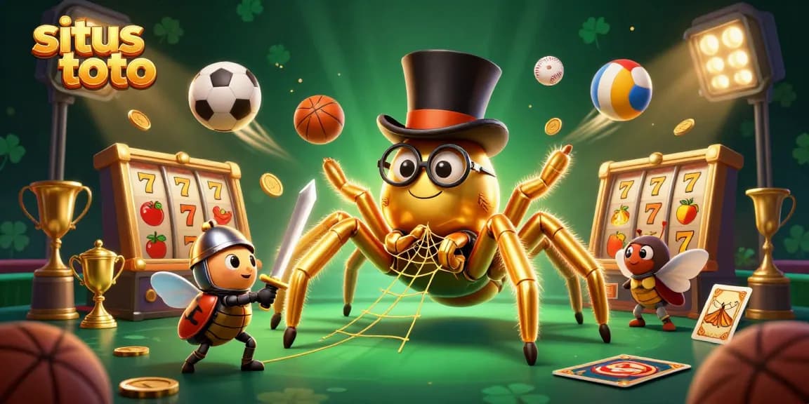 Visualisasi menarik situs toto dengan karakter unik di kasino yang ceria.