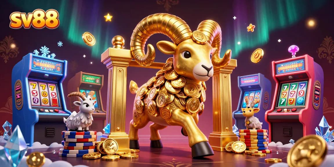 Engage in exciting gameplay with sv88 at a casino featuring golden ram and slot reels.
