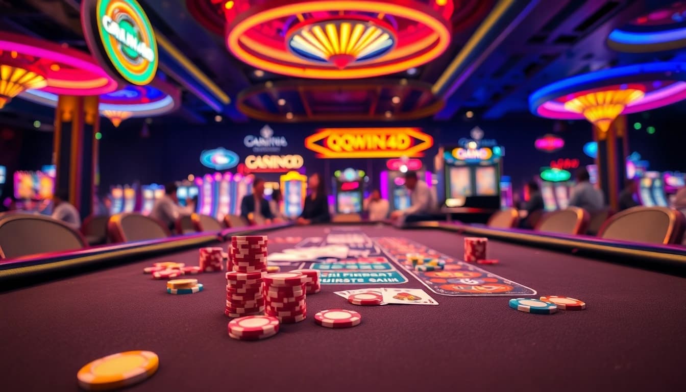 Menangkan permainan QQWIN4D dengan suasana kasino yang meriah dan meja permainan yang glamor.