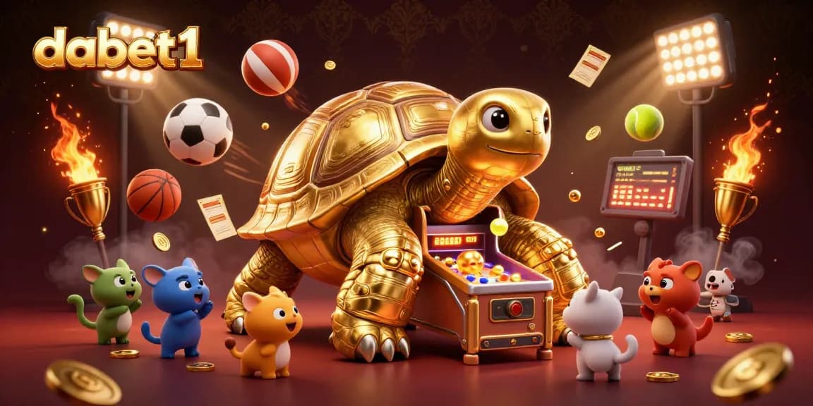 Experience exciting gaming with dabet1, showcasing animated characters and sports elements in a vibrant casino scene.