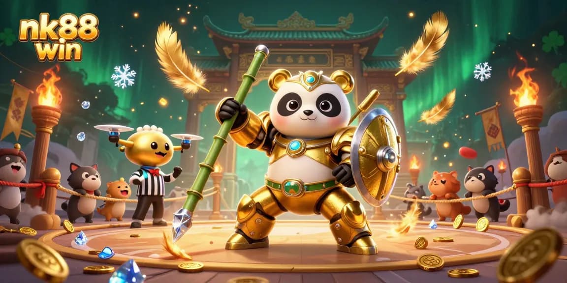 Experience nk88 win as a golden panda in mech-suit battles in a thrilling casino arena.