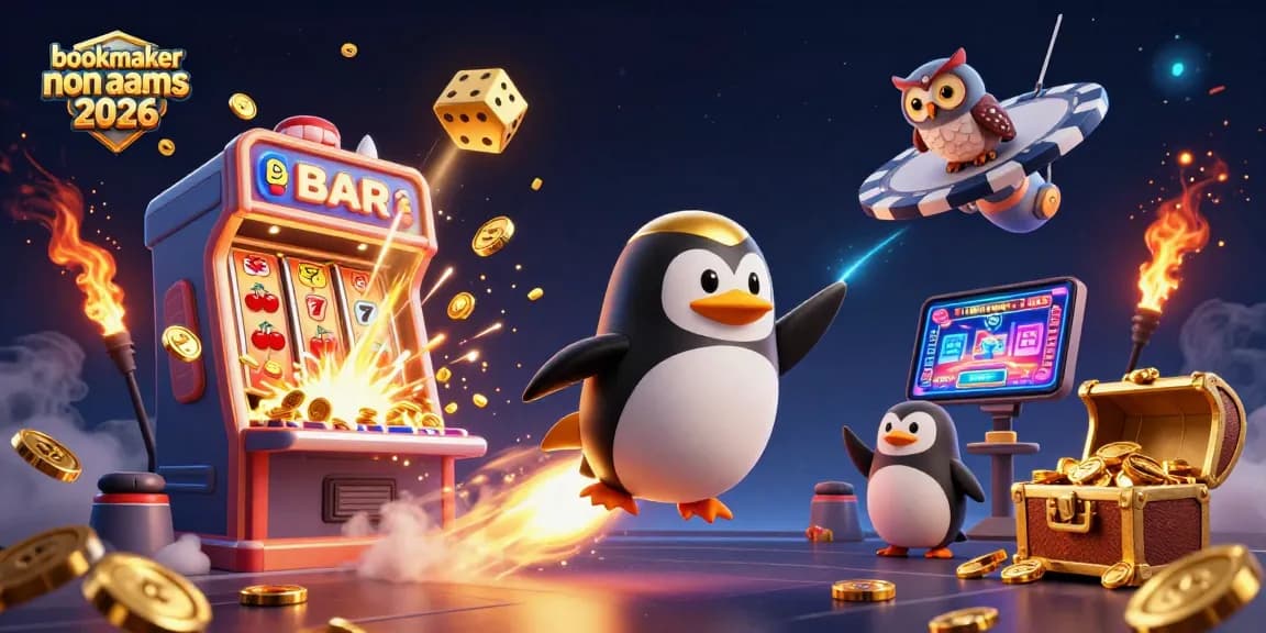 Scopri i migliori bookmaker non AAMS 2026 attraverso un'illustrazione unica di casinò e vincite.