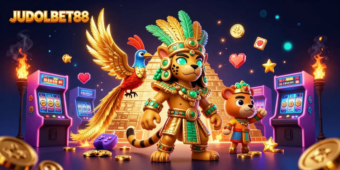 Experience the thrilling slots at JUDOLBET88 with vibrant 3D characters and gaming elements.