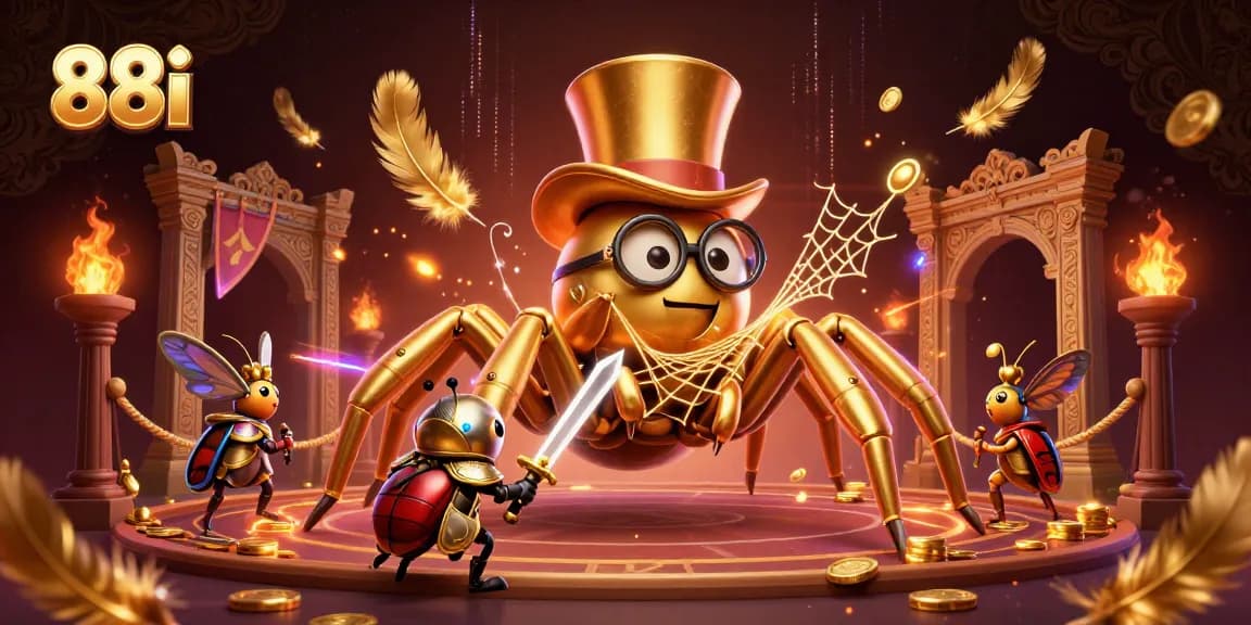 Engage in thrilling action at 88i with a golden tarantula and brave beetle knight.