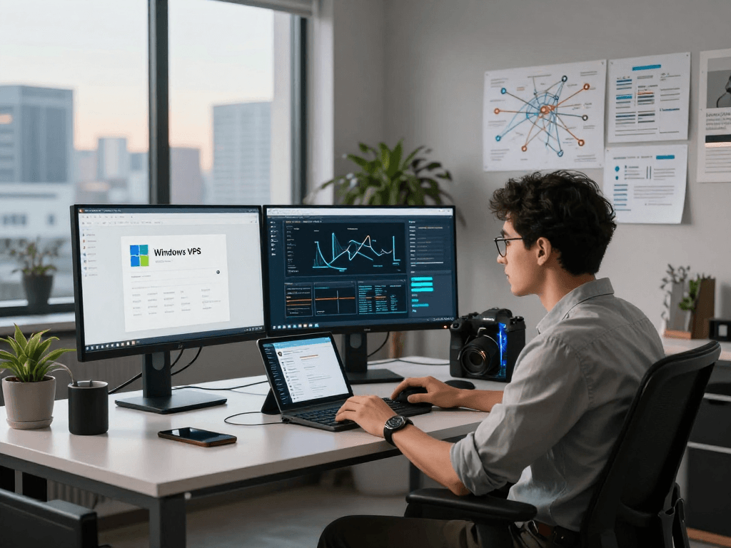 Optimized management dashboard for Servidores VPS Windows en México in a modern workspace.