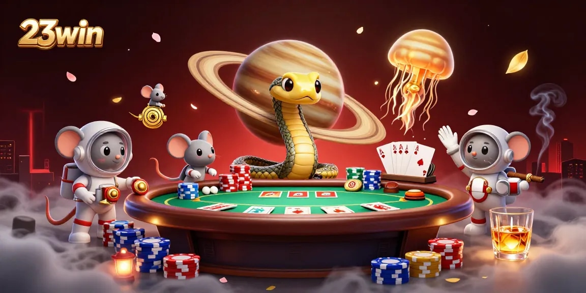 Experience thrilling bets at 23win with a cosmic roulette wheel in this vibrant illustration.